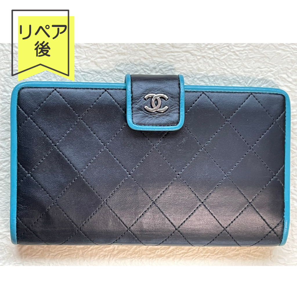 CHANELマトラッセ財布　正面　リペア後