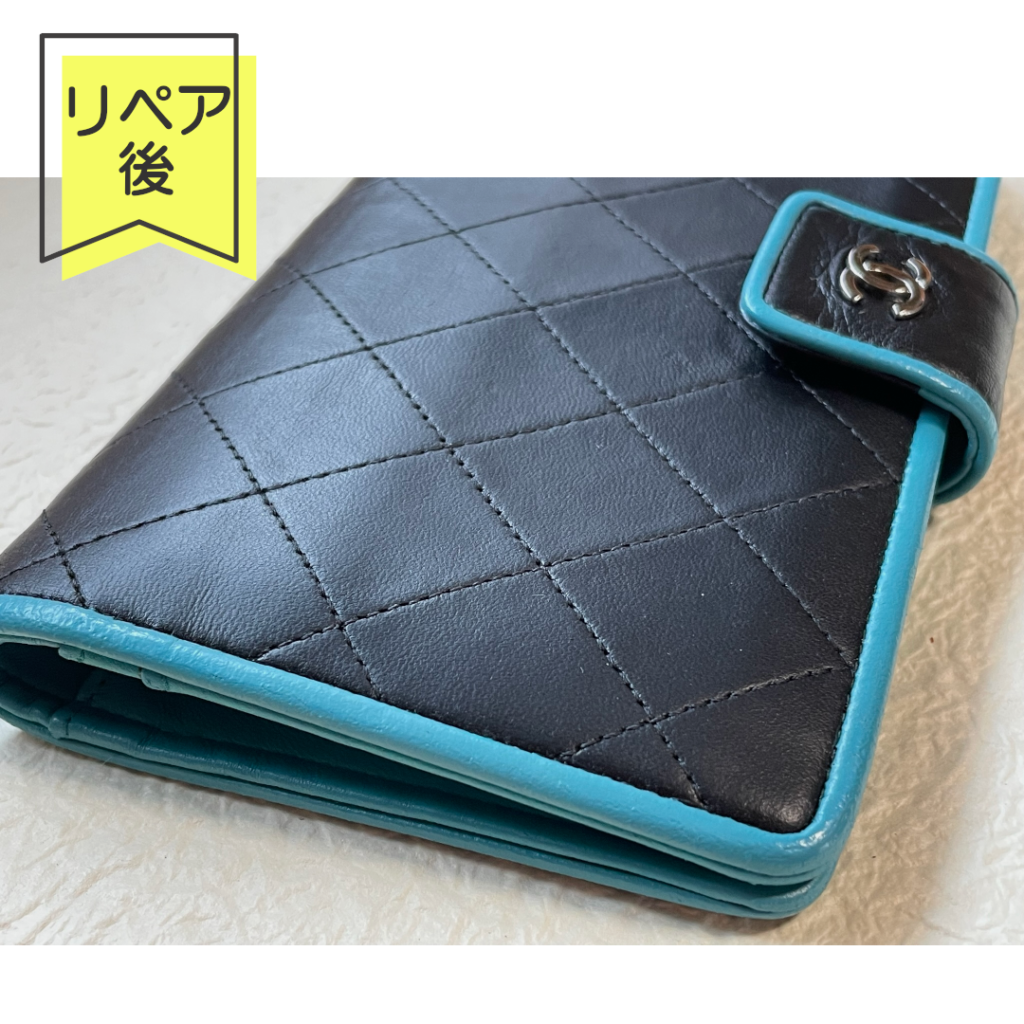 CHANELマトラッセ財布　角　リペア後